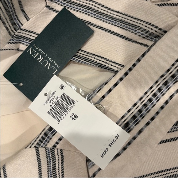 Ralph Lauren Cream and Blue Striped Blazer - Picture 3 of 7